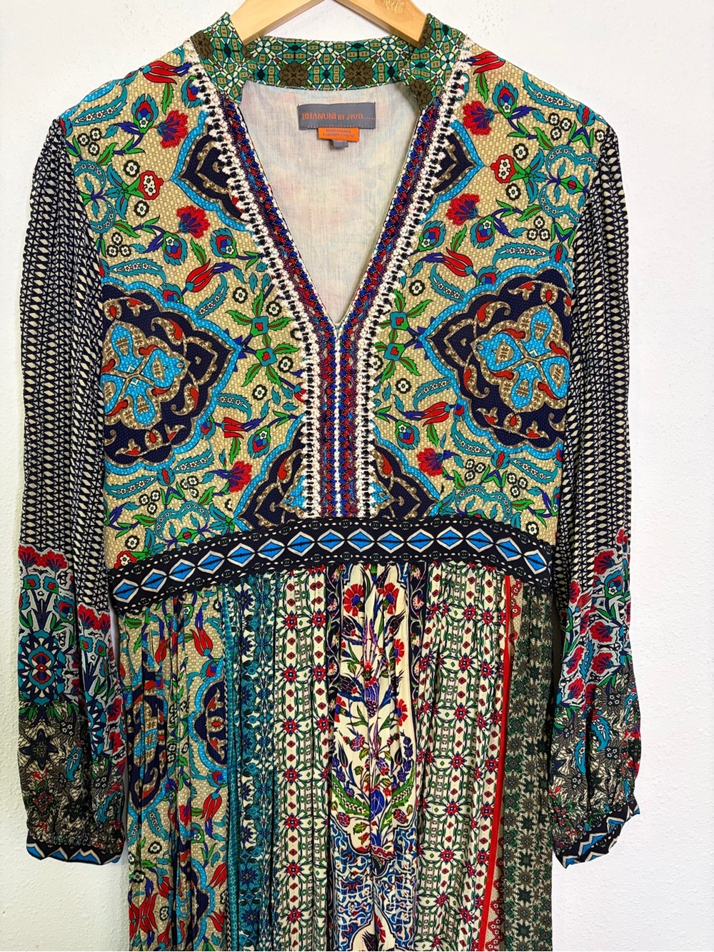 Anthropologie Bhanuni by Jyoti Bohemian Long Sleeve Maxi Dress 14 multicolor - Picture 4 of 13